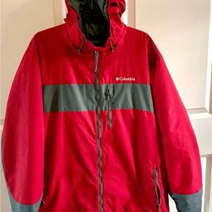 Columbia Red and Gray Ski Jacket with Hood